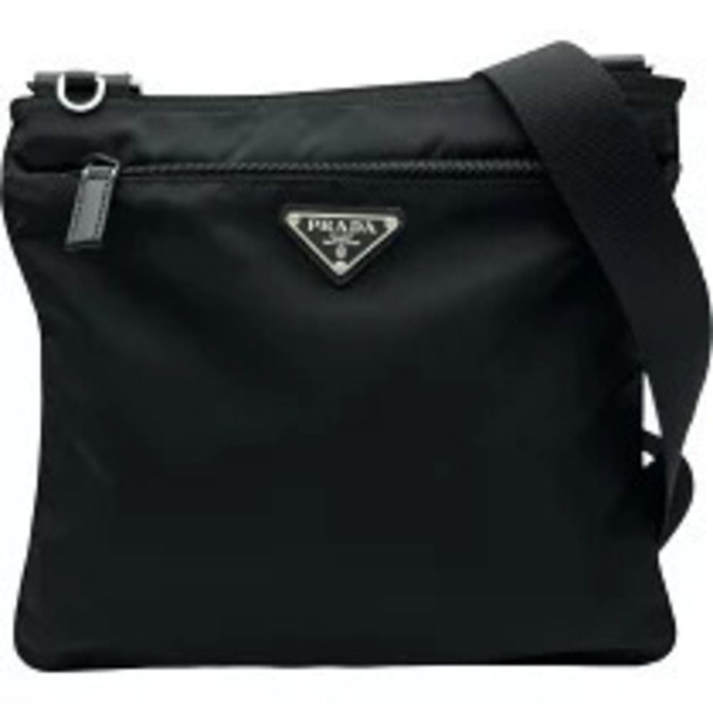 Prada black Tessuto shoulder bag enameled triangle logo
